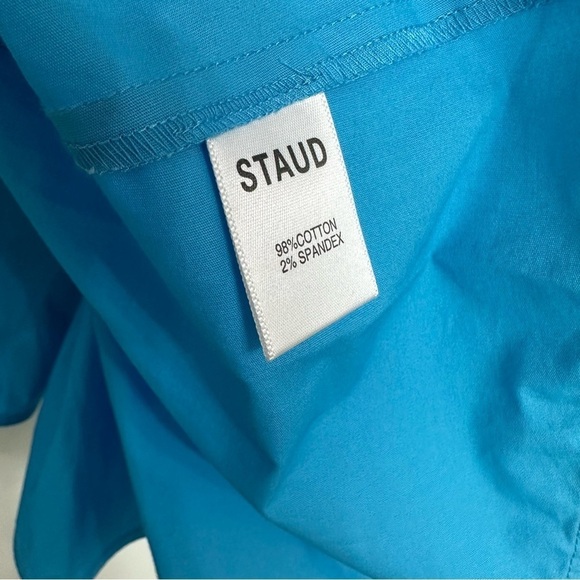 STAUD Luna Puff Sleeve Peplum Top Bright Blue Size 00 NEW WITH TAGS Retail 225 - Picture 7 of 10